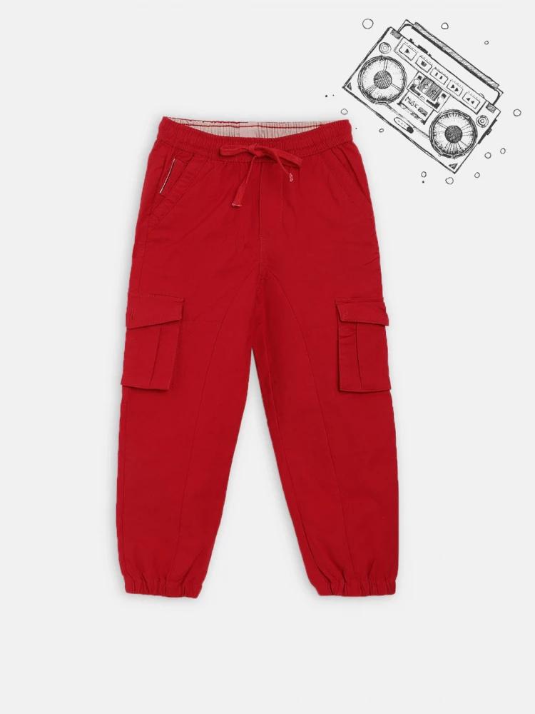 red solid regular fit jogger