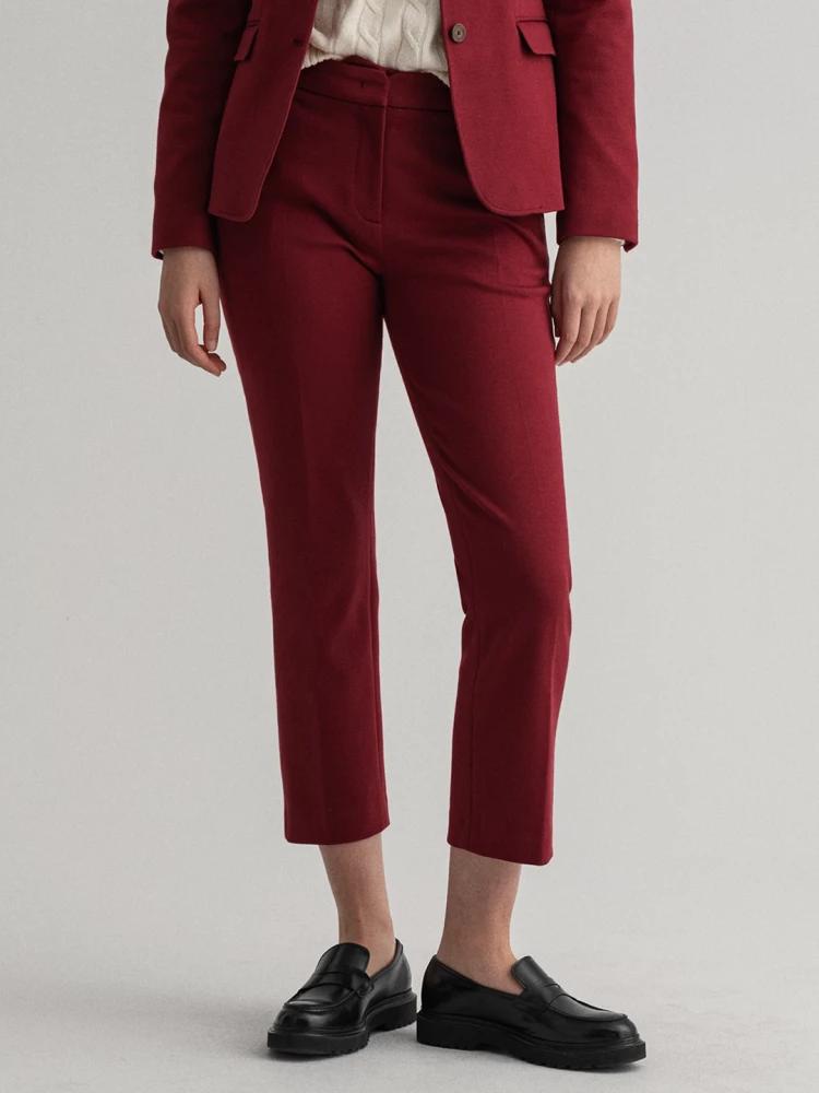 red solid regular fit trouser