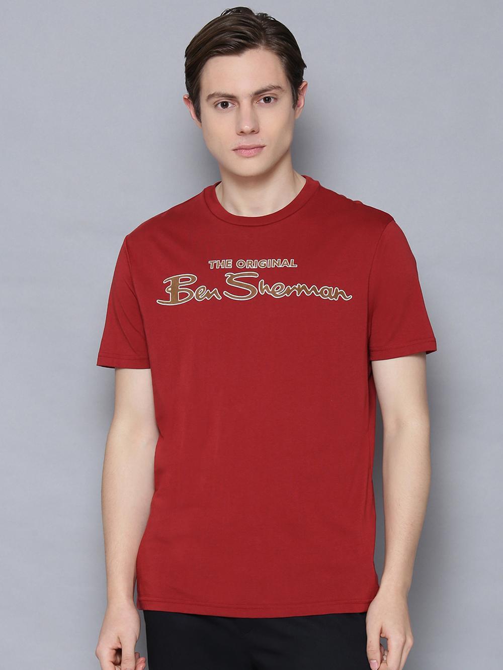 red solid round neck t-shirt