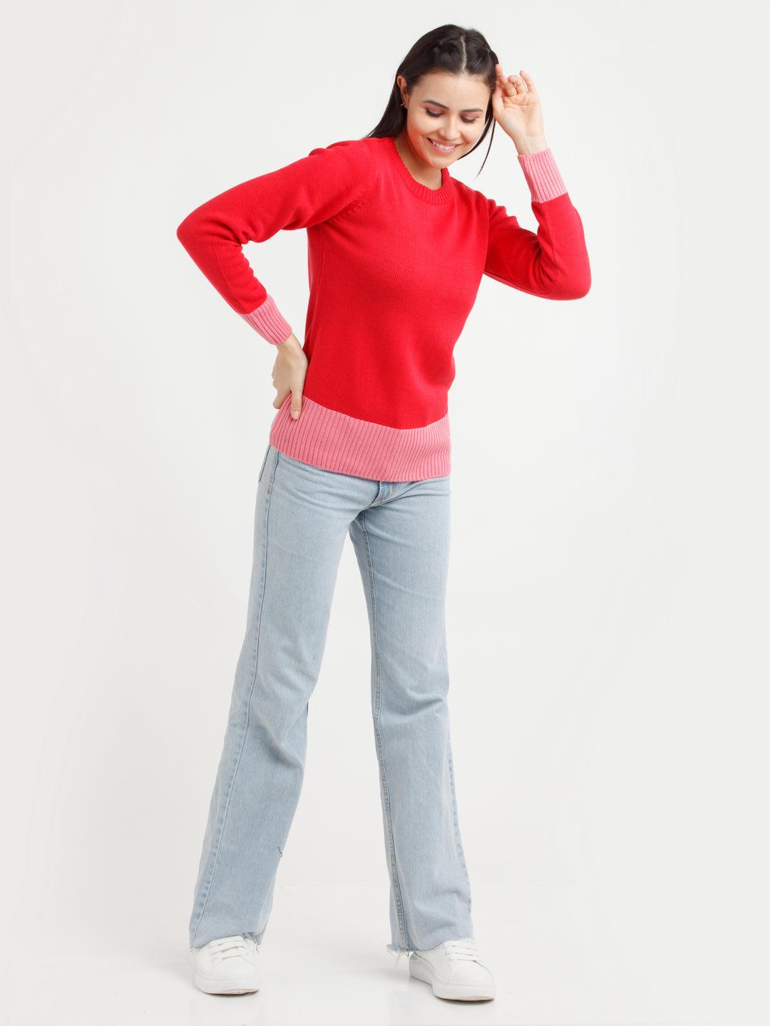 red solid sweater for women