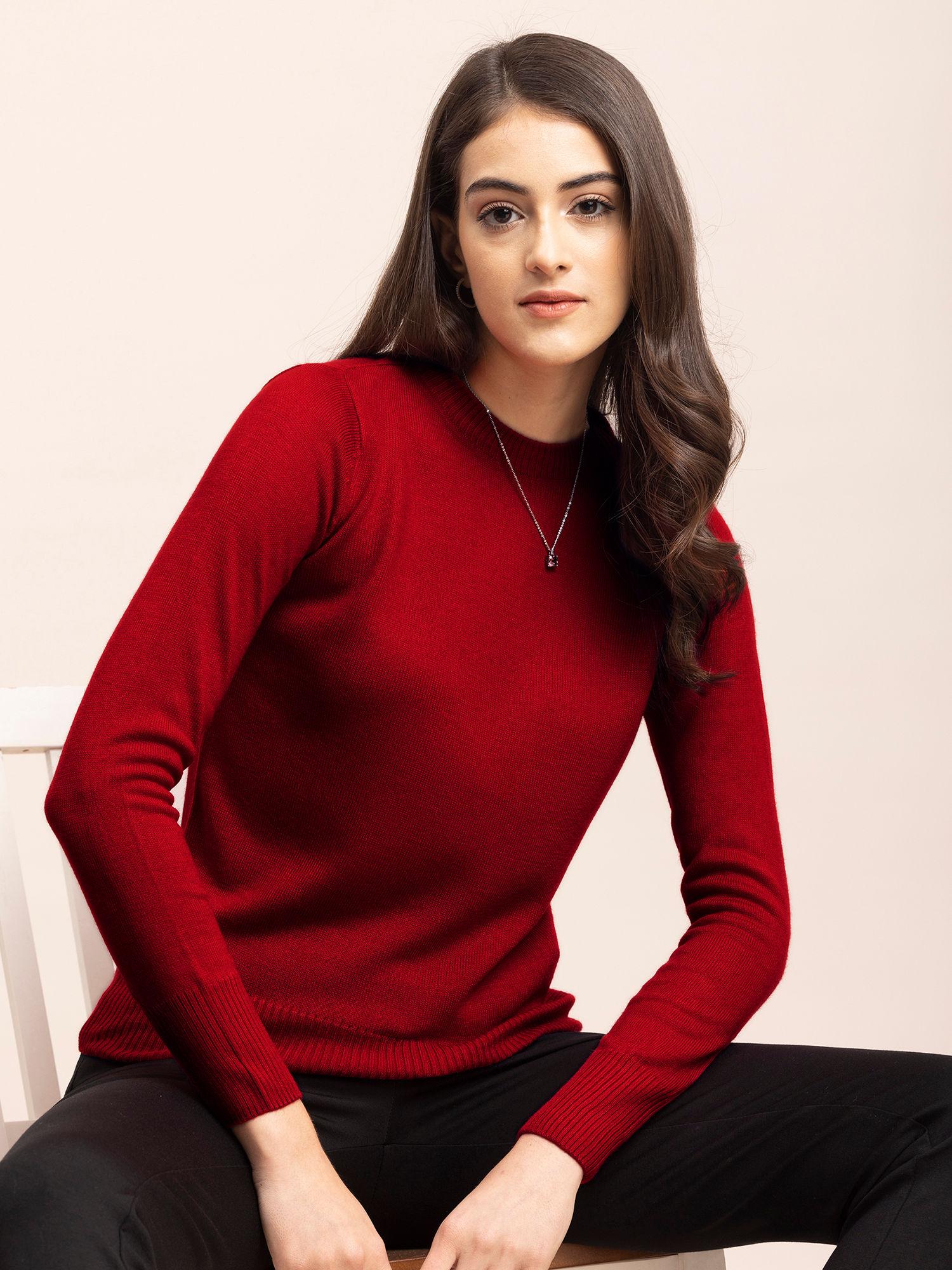 red solid sweater