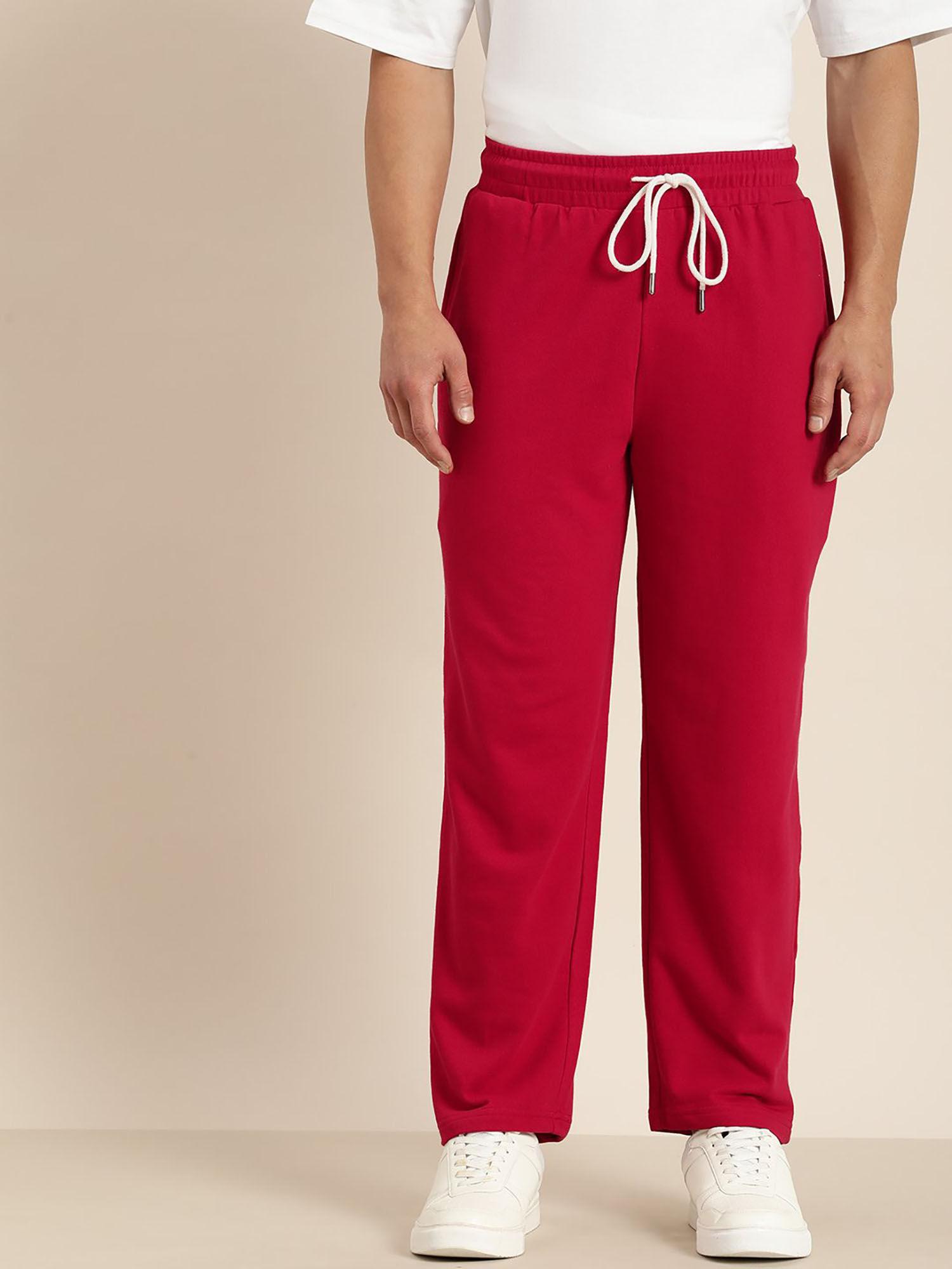 red solid trackpants