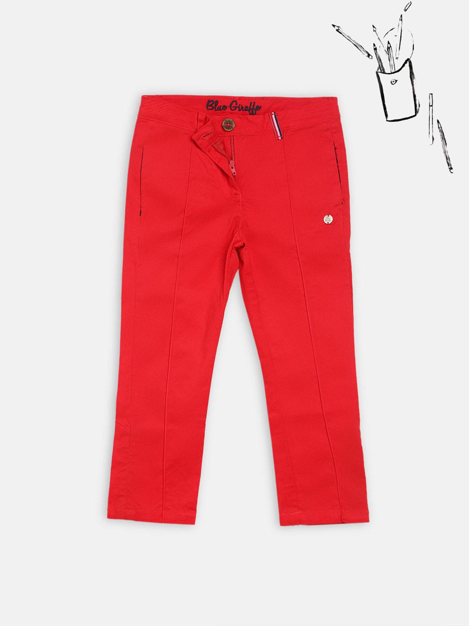 red solid trouser