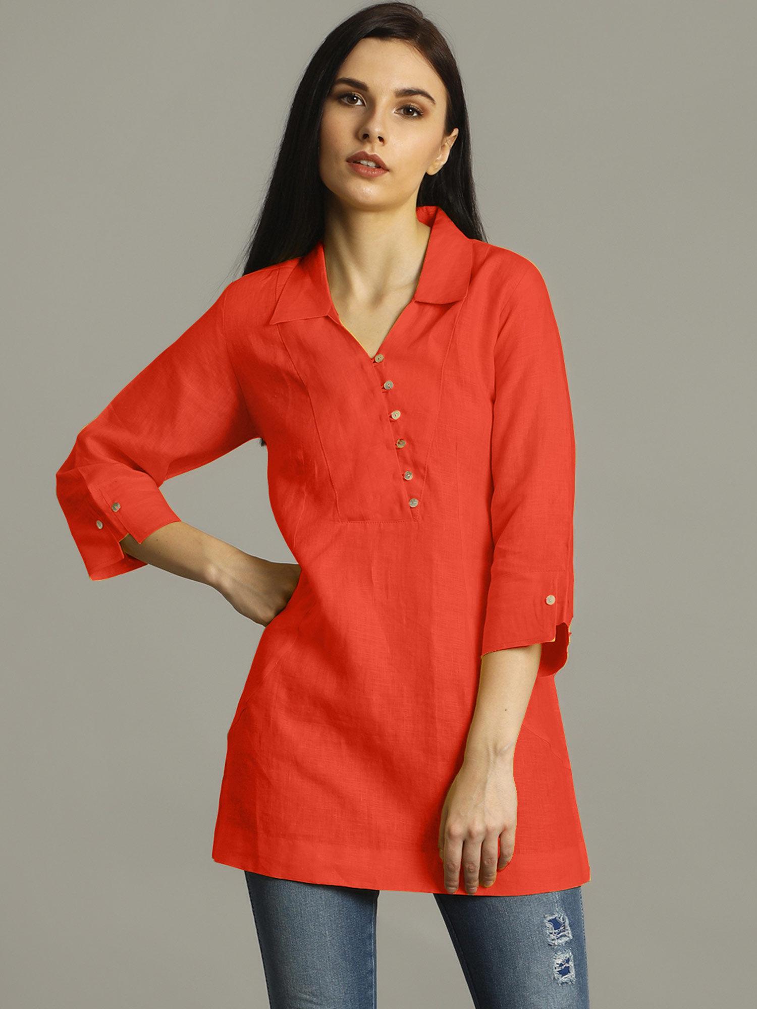 red solid tunic