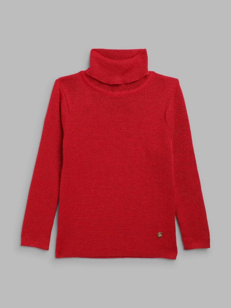 red solid turtle neck sweater