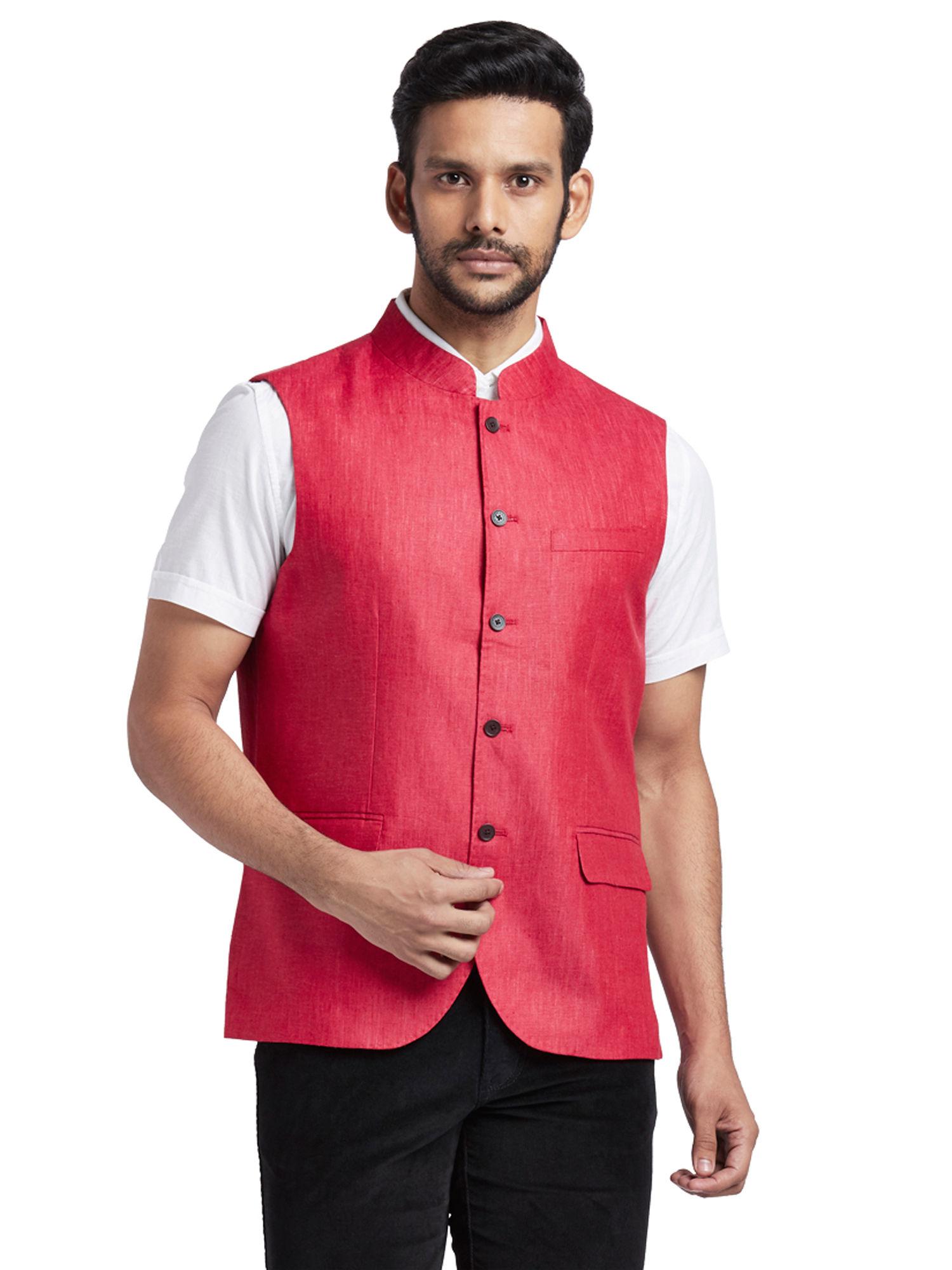 red solid waistcoat