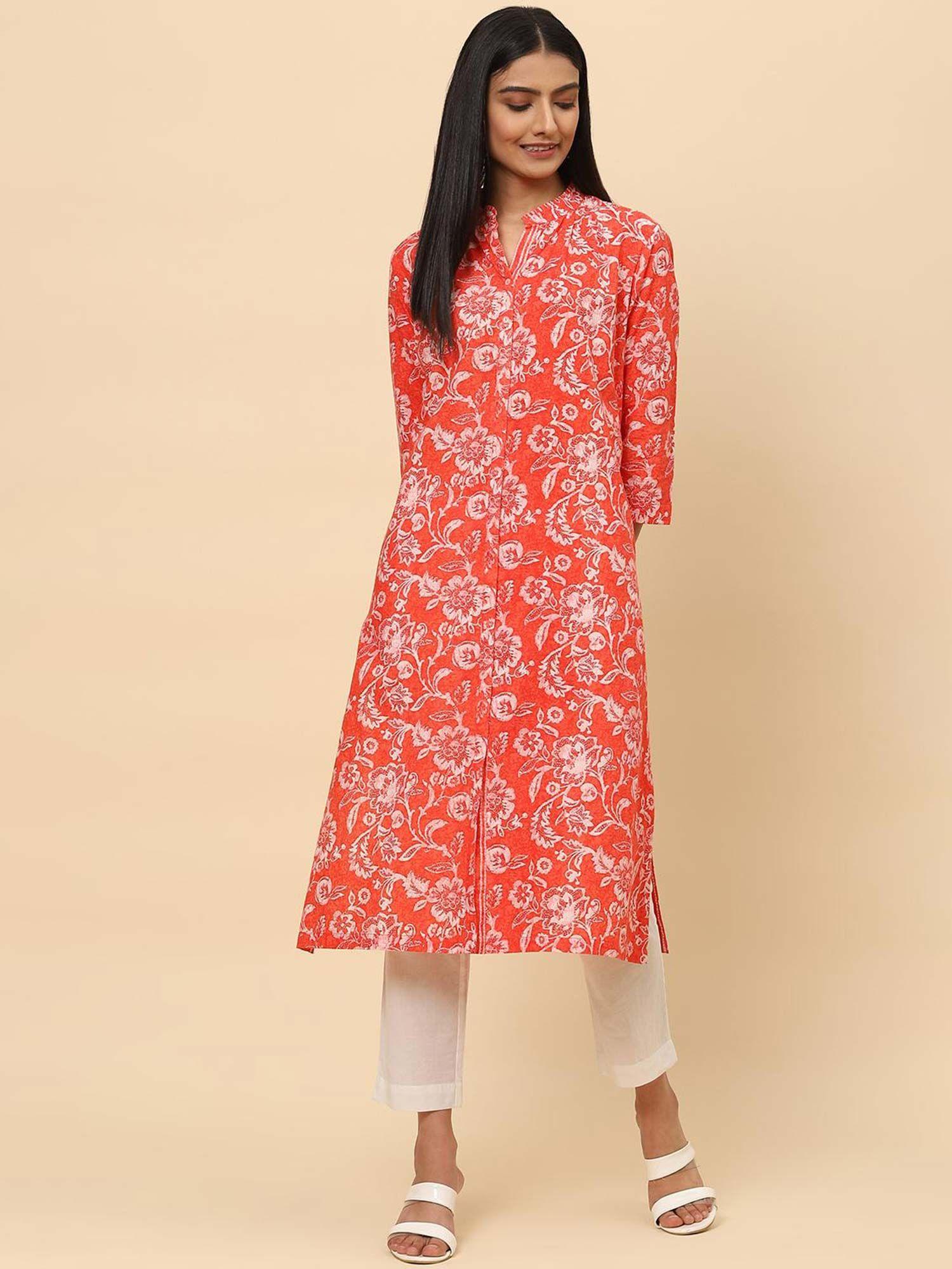 red sorbet straight kurta