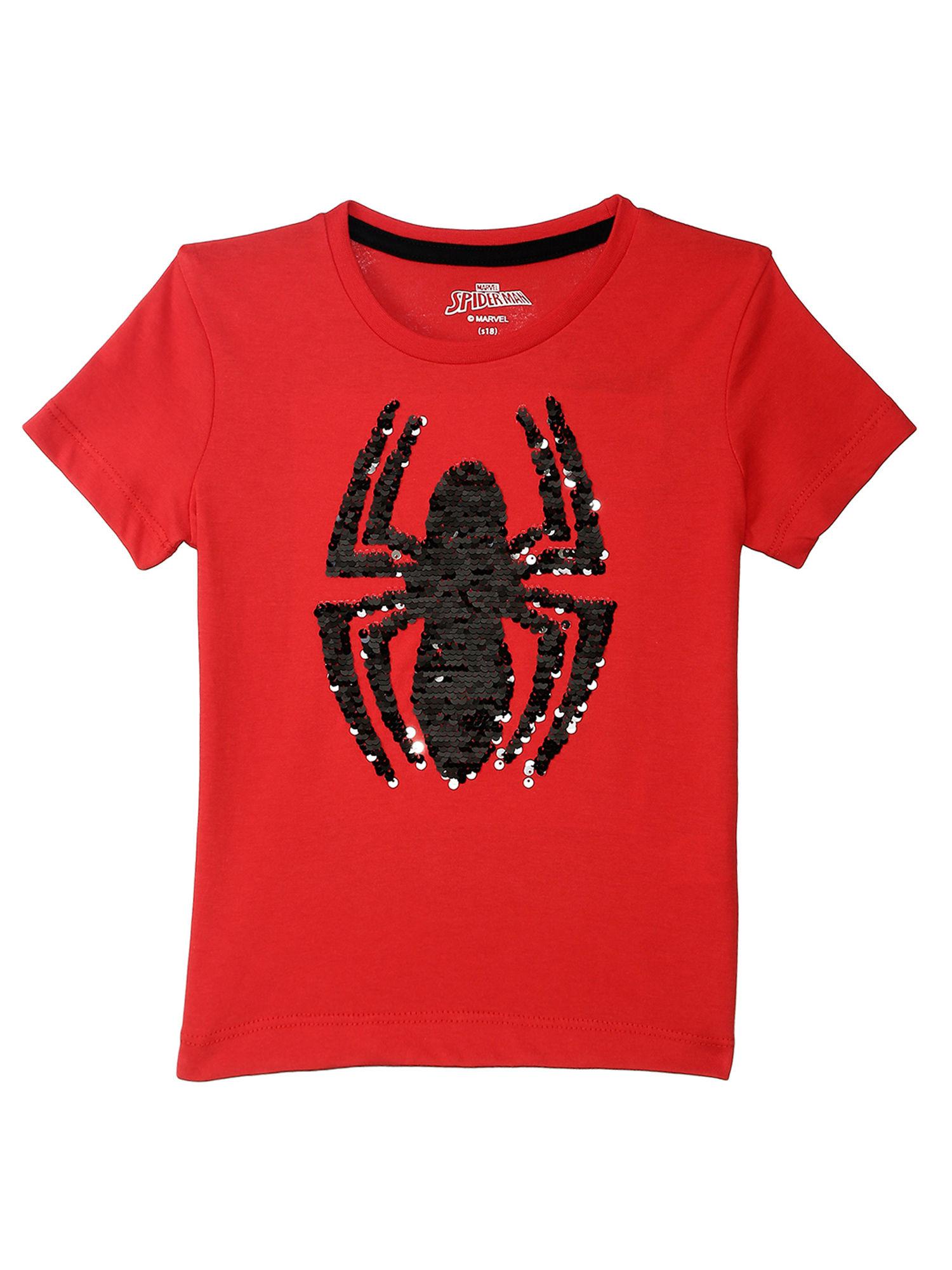 red spiderman embellished t-shirt