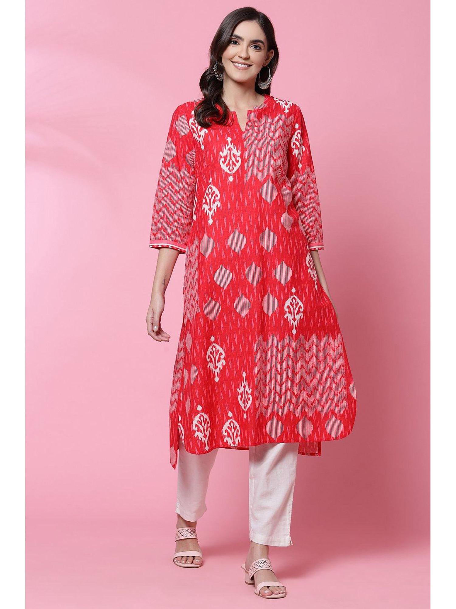 red straight kurta