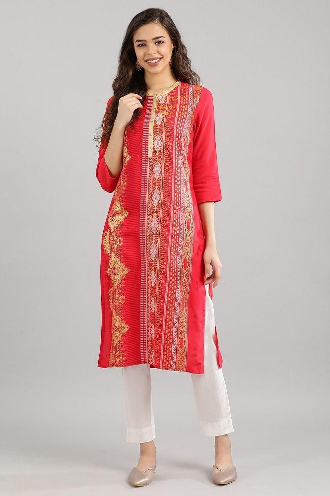 red straight kurta