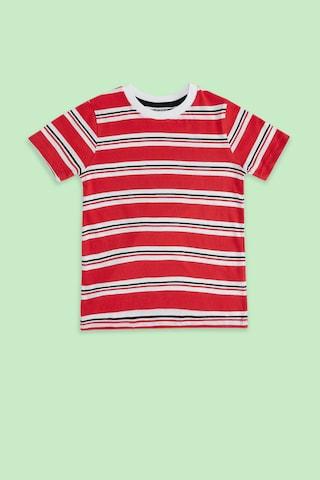 red stripe casual half sleeves round neck boys regular fit t-shirt