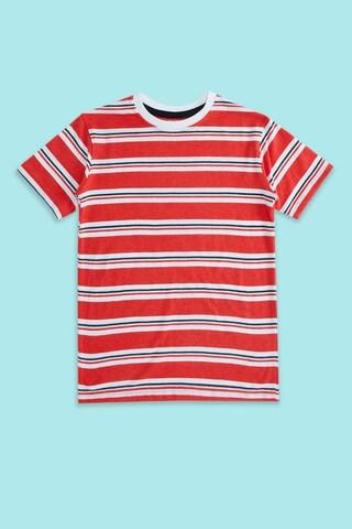 red stripe casual half sleeves round neck boys regular fit t-shirt