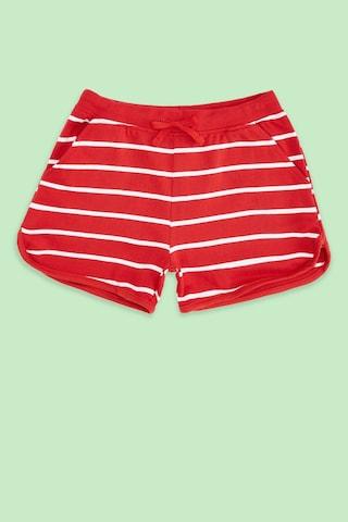 red stripe knee length casual girls regular fit shorts
