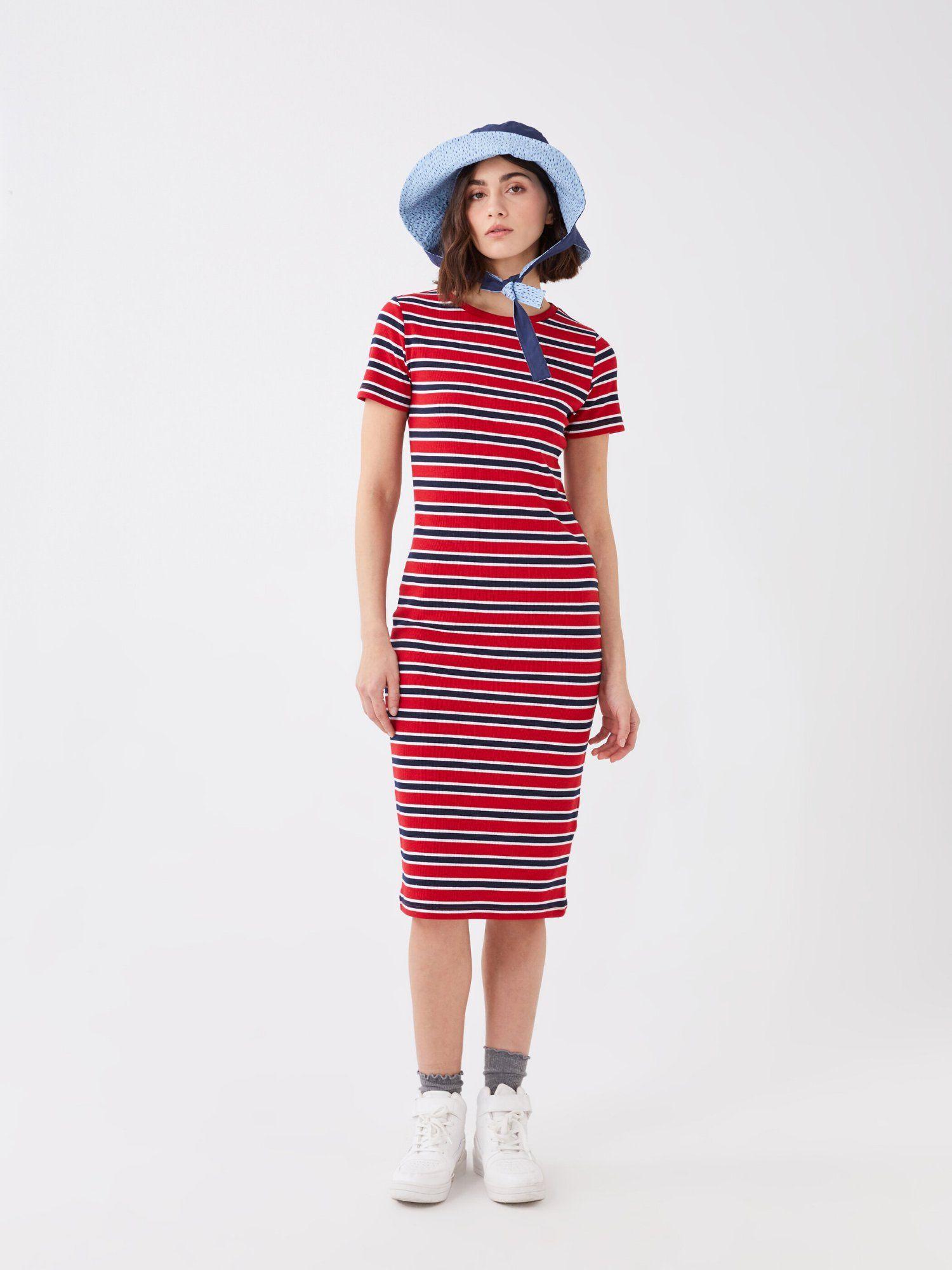 red striped bodycon dress