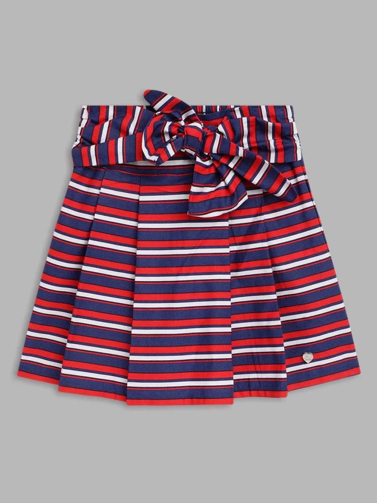 red striped flared skirt