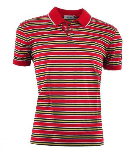 red striped logo polo