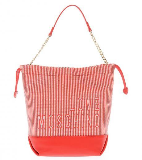 red striped medium bucket bag