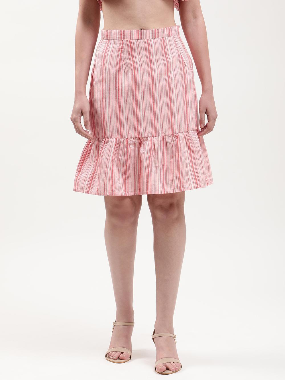 red striped regular fit skirt