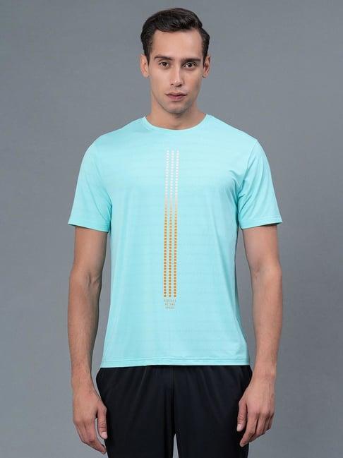 red tape aqua blue regular fit graphic print sports t-shirt