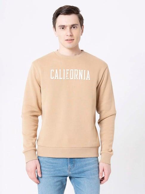 red tape beige full sleeves round neck sweatshirt