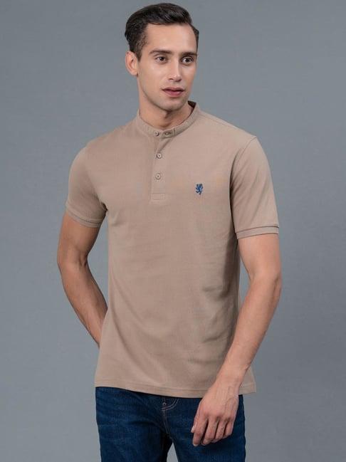 red tape beige regular fit cotton t-shirt