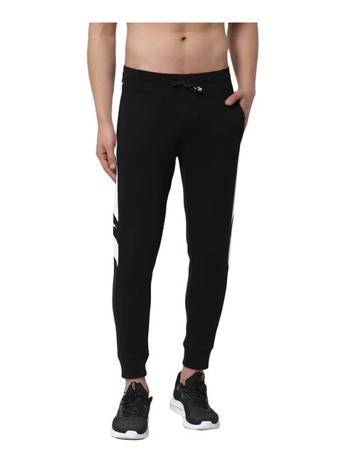 red tape black regular fit printed sports joggers