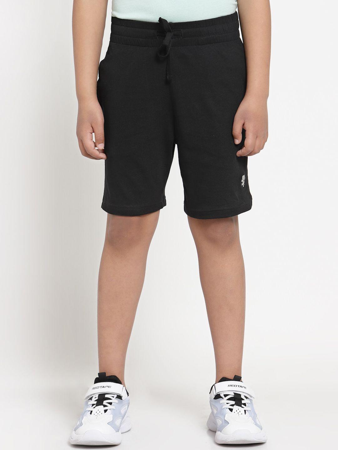red tape boys black pure cotton shorts