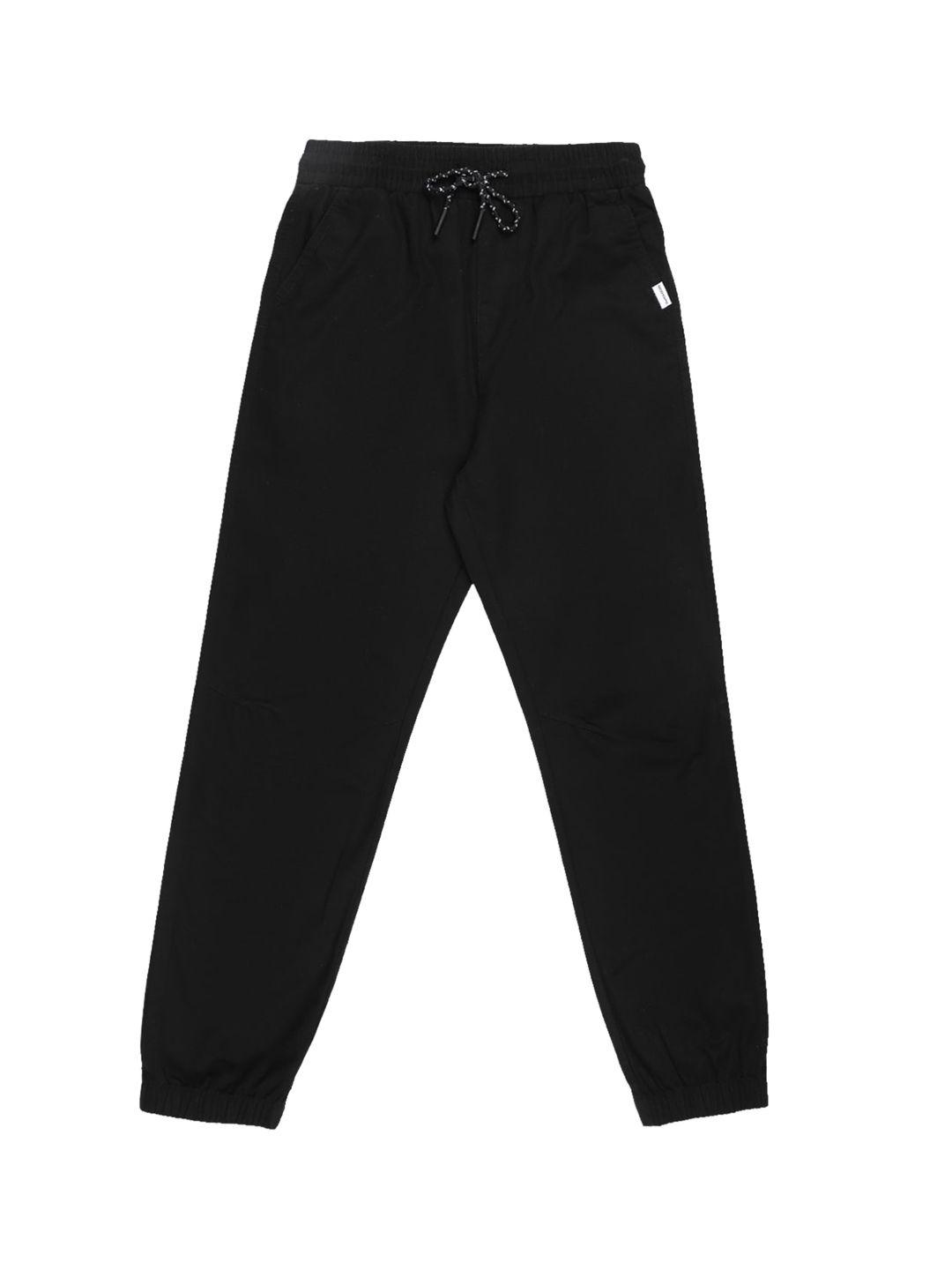 red tape boys black regular fit solid joggers