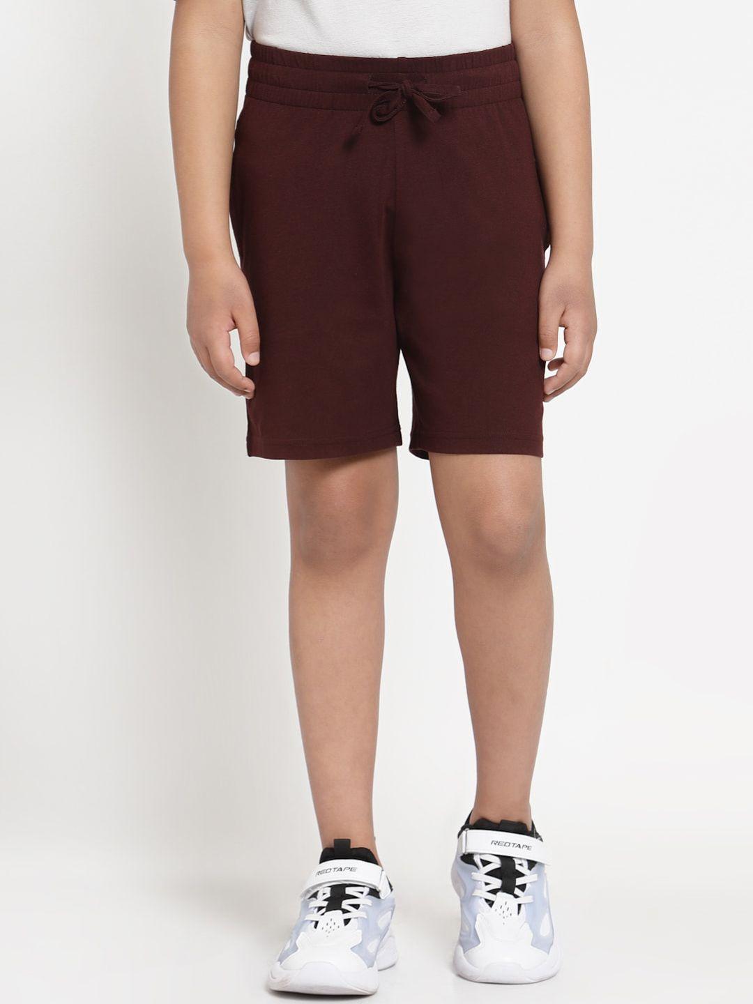 red tape boys maroon pure cotton shorts