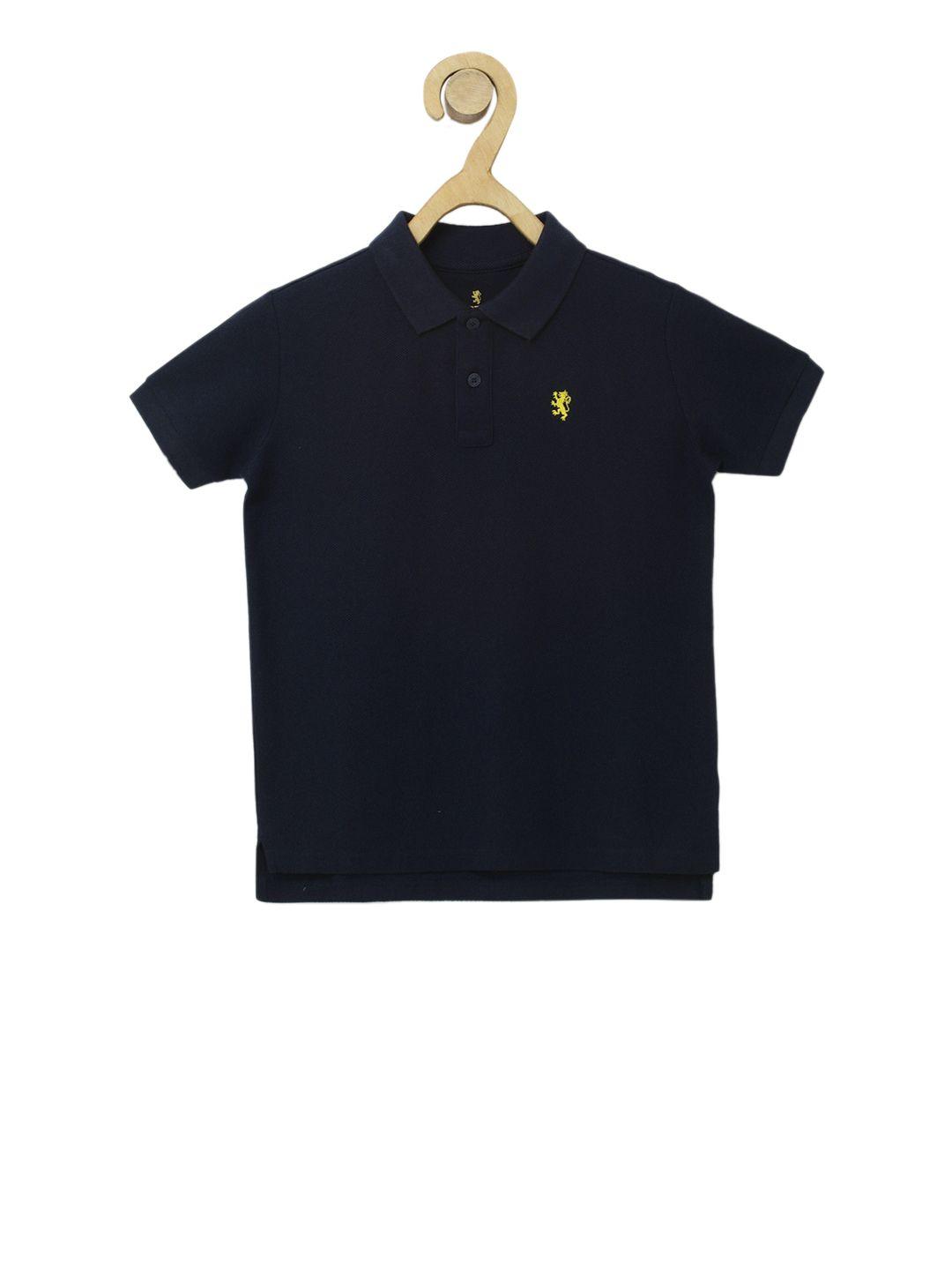 red tape boys navy blue solid polo collar t-shirt