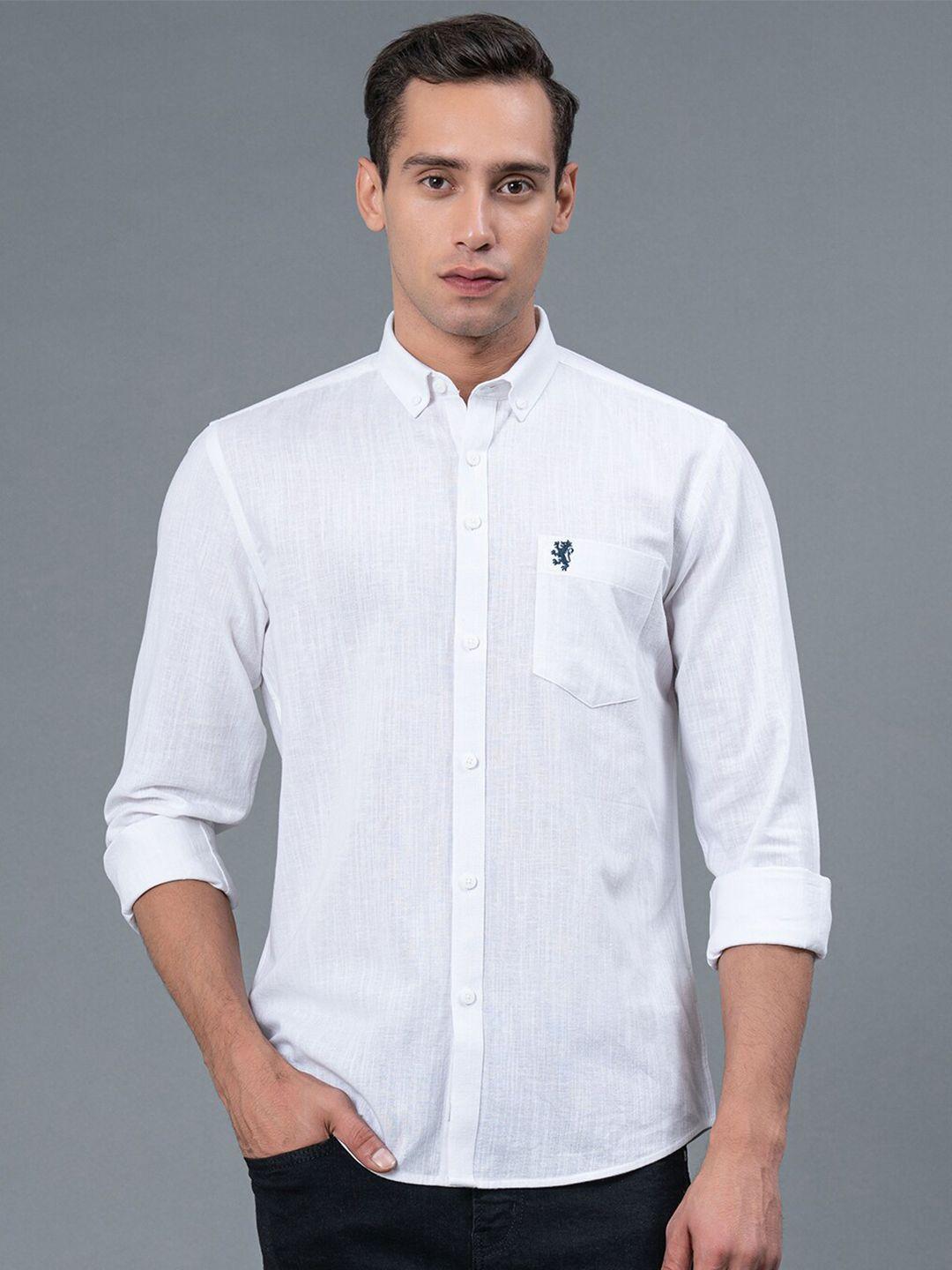 red tape button-down collar cotton linen casual shirt