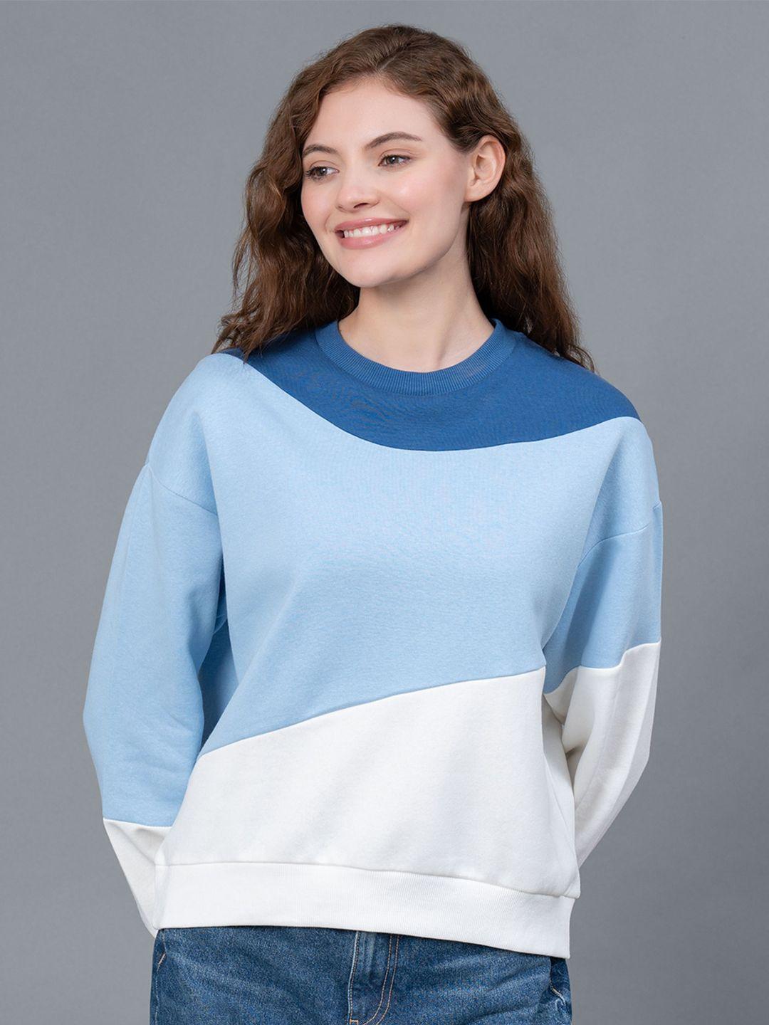 red tape colourblocked drop shoulder sleeves pullover sweatshirt