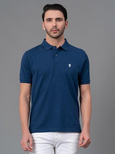 red tape dark blue regular fit cotton polo t-shirt