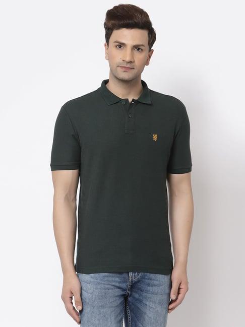 red tape dark green cotton regular fit polo t-shirt