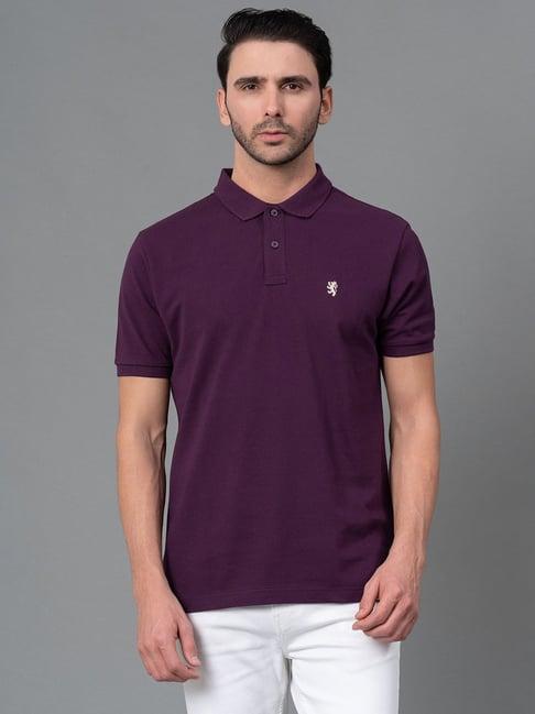 red tape dark purple regular fit cotton polo t-shirt