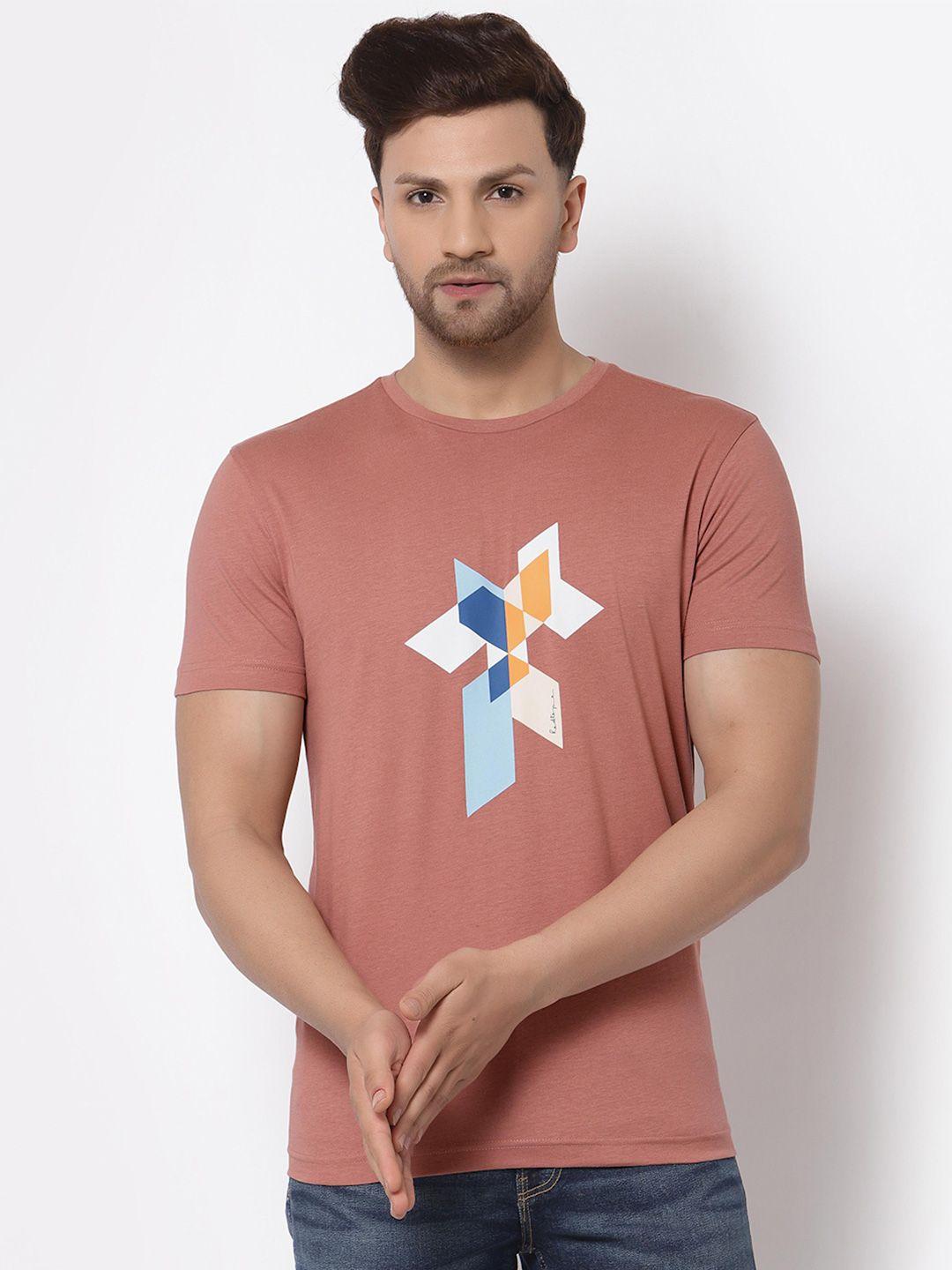 red tape geometric printed pure cotton t-shirt