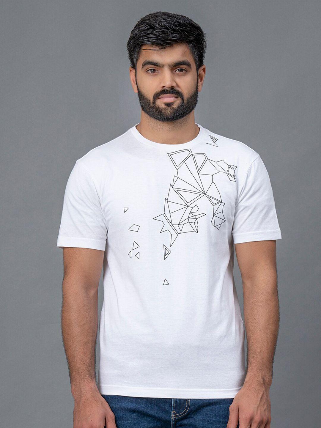 red tape geometric printed pure cotton t-shirt