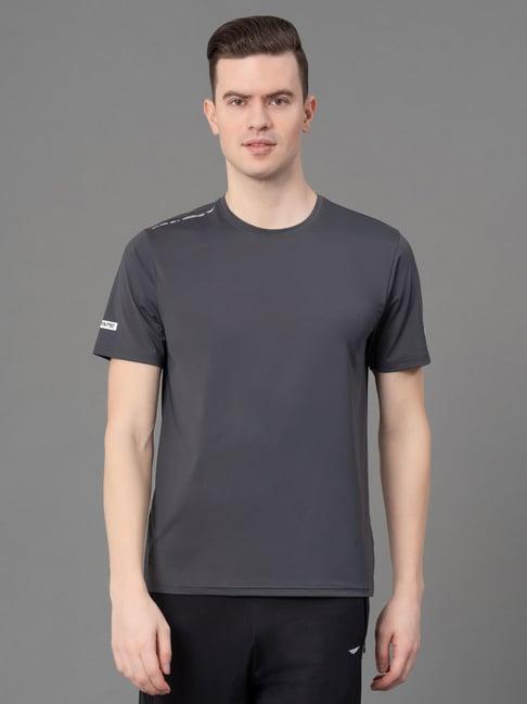 red tape grey regular fit printed sports t-shirt