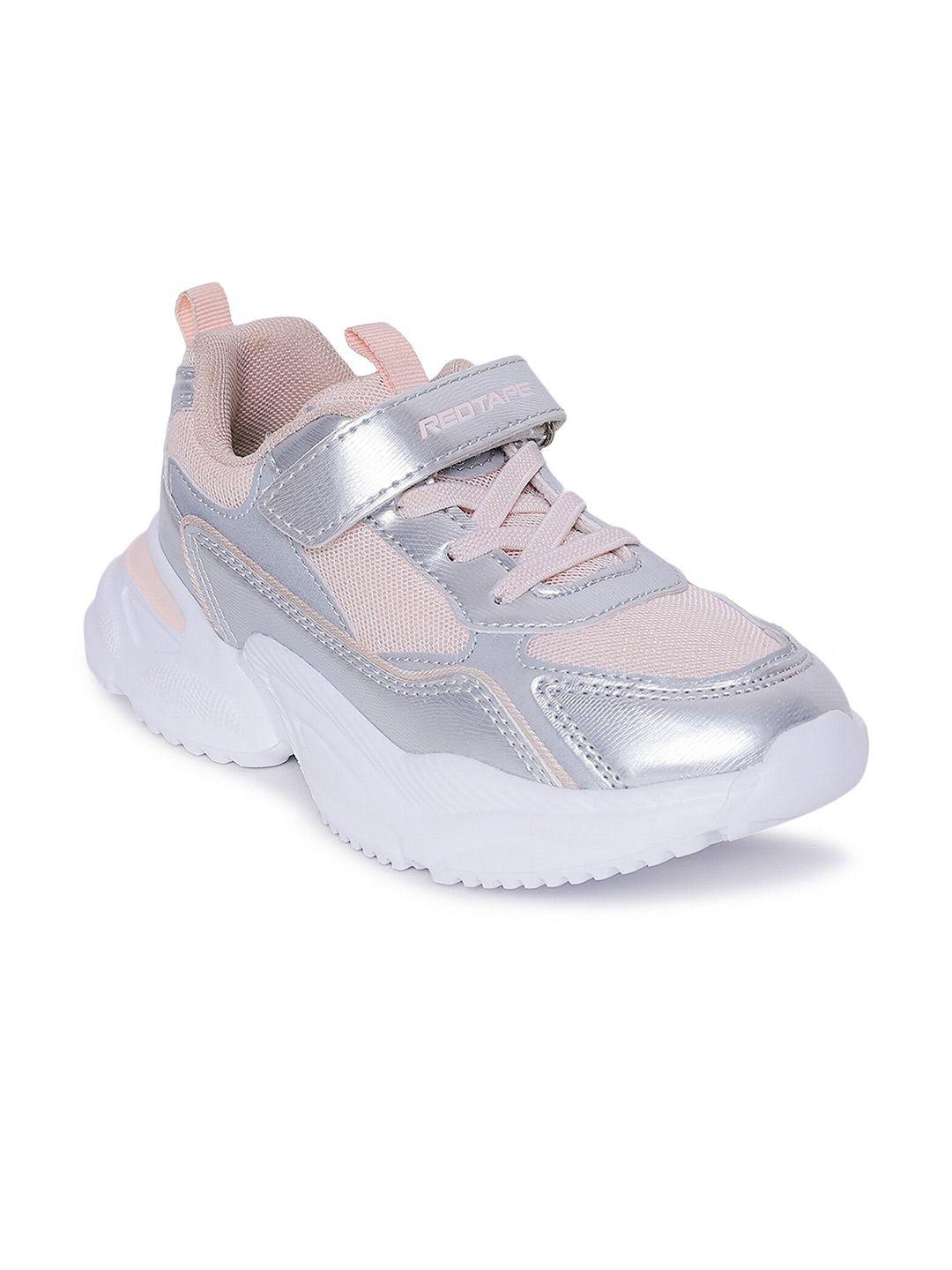 red tape kids silver-toned sports shoes