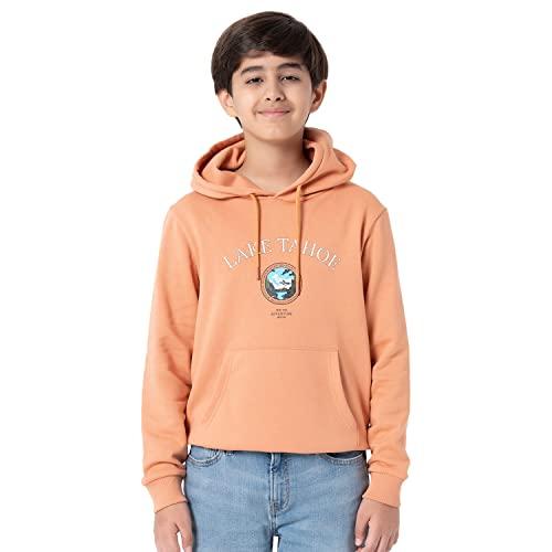 red tape kids unisex light orange graphic print hoodie_uhe0009-l