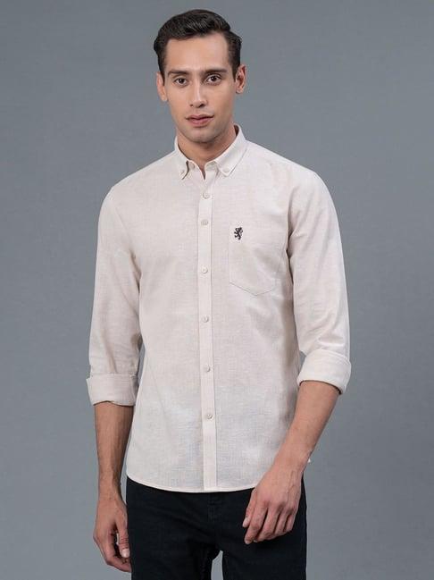 red tape light beige regular fit shirt