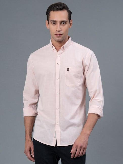 red tape light pink regular fit cotton shirt