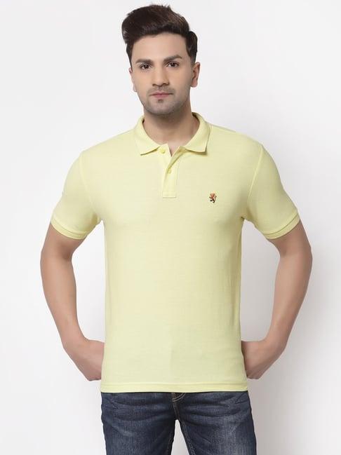 red tape light yellow cotton regular fit polo t-shirt