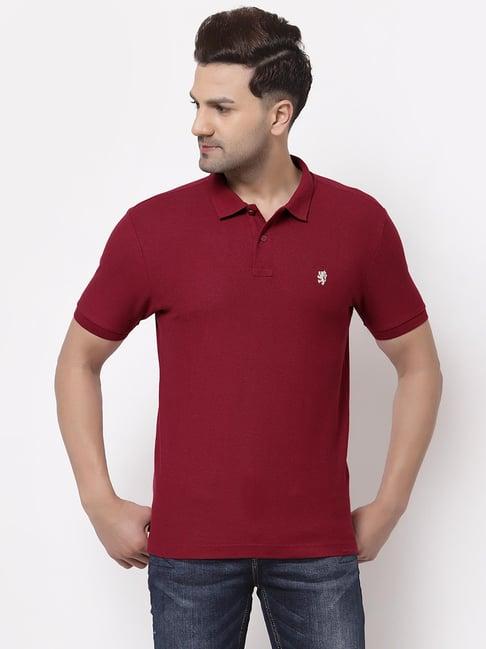 red tape maroon cotton regular fit polo t-shirt