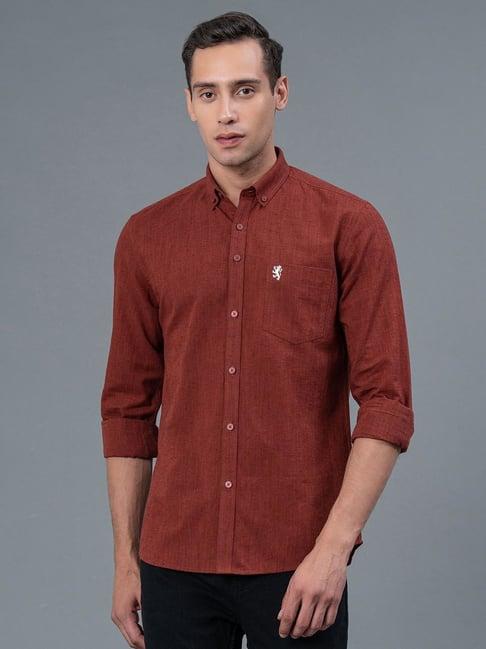 red tape maroon regular fit shirt