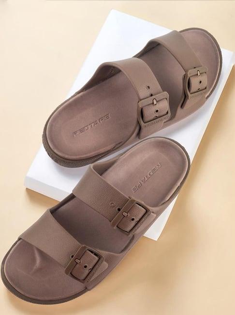 red tape men's brown slide sandals