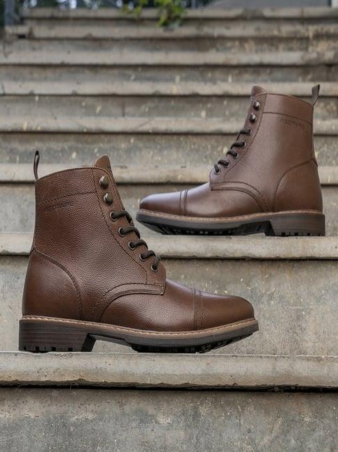 red tape men's dark brown derby boots