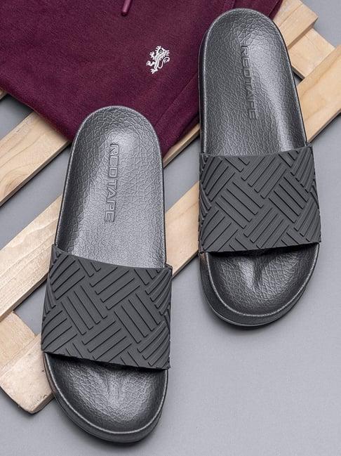 red tape men's dark grey slides