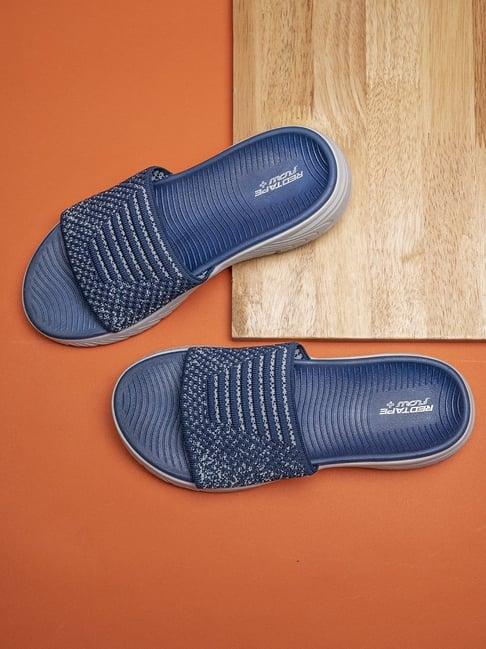 red tape men's navy slides