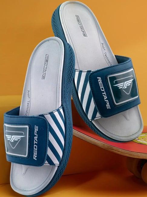 red tape men's navy slides